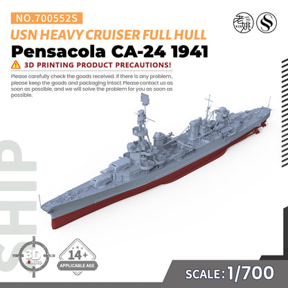 SSMODEL 552S Military Warship Model Kit US Navy Pensacola Heavy Cruiser 1941 CA-24