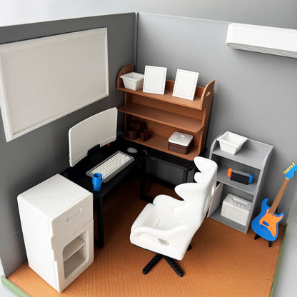 RHF121010 1/12 Esports House 3D Printing DIY Miniature Scenes Dollhouse Frame Creative Decorations Desktop Scenarios Mini Models 12-Inch BJD OB Doll