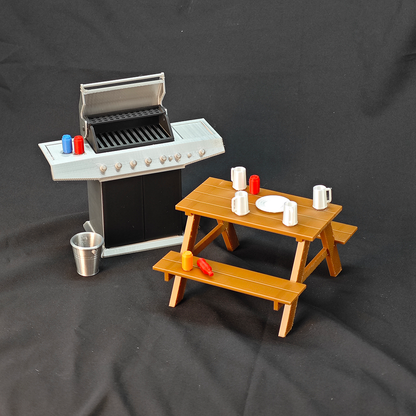 LYTP121025 1/12 Backyard Barbecue 3D Printing DIY Miniature Scenes Dollhouses Creative Ornaments Desktop Displays Mini Models 1/12 Scale BJD OB Dolls Blind Box Figurines & Dolls