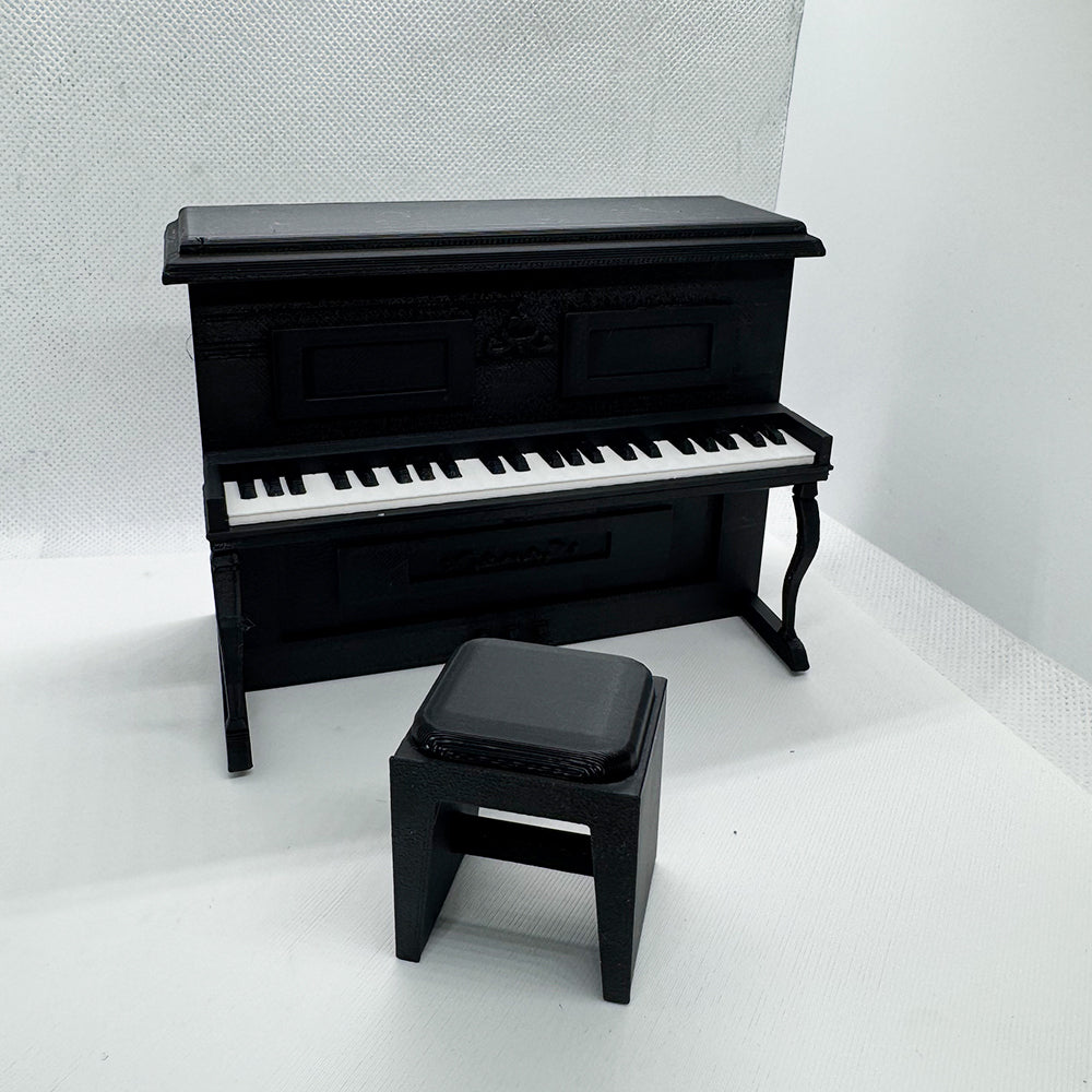 LYTP12021 1/12 Vintage Piano And Stool Set Gallery Dollhouse Miniature