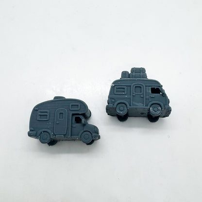 LYTS153 3D Printed Q-Style Cute Camper Van - Camping-Themed Miniature Model for Dioramas Collection Displays HO Scale