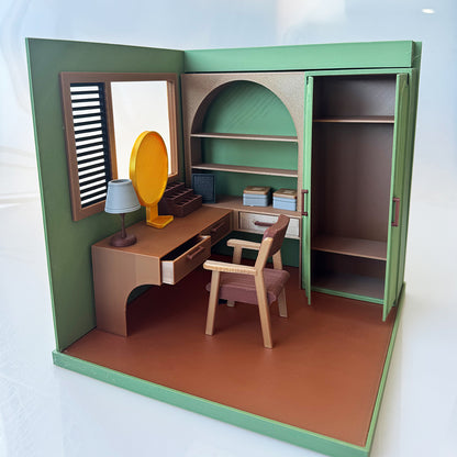 RHF1017 Dressing Room 3D Printed Miniature Model: Dollhouse Vanity Wardrobe Suitable for Miniature House Bedroom Toys
