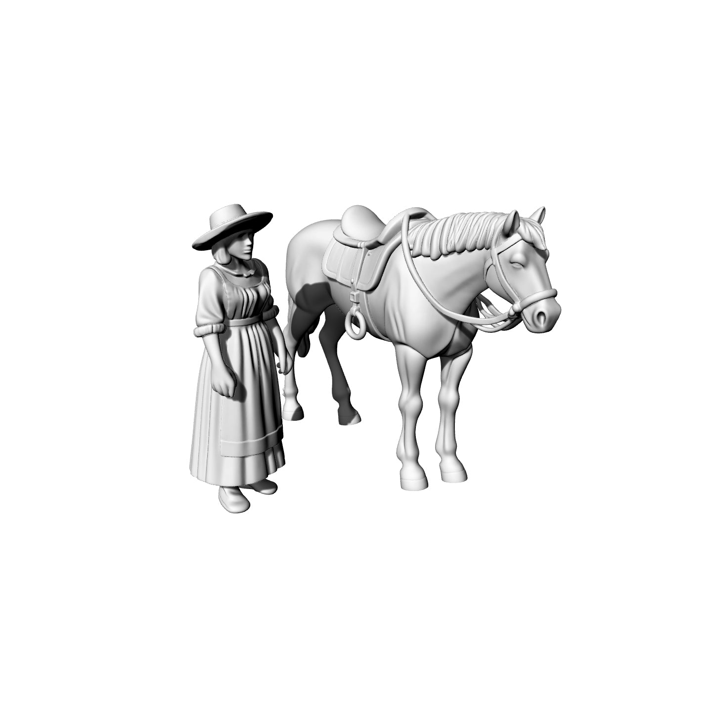 Yao's Studio LYTR074 High Detail Victorian Style Farmer & Horse Set, Unpainted Resin 3D Print Models for Diorama 1set