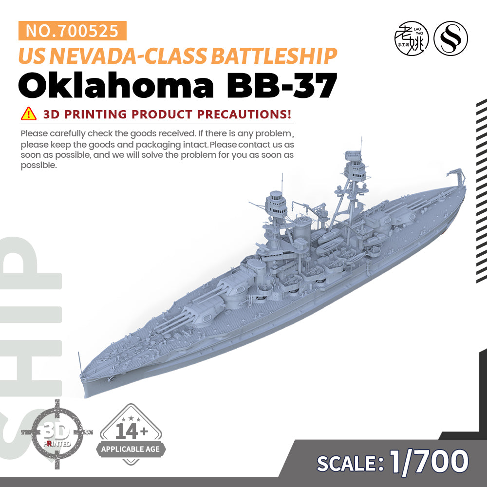 SSMODEL 525 Military Warship Model Kit US Navy Oklahoma Nevada-class Battleship BB-37