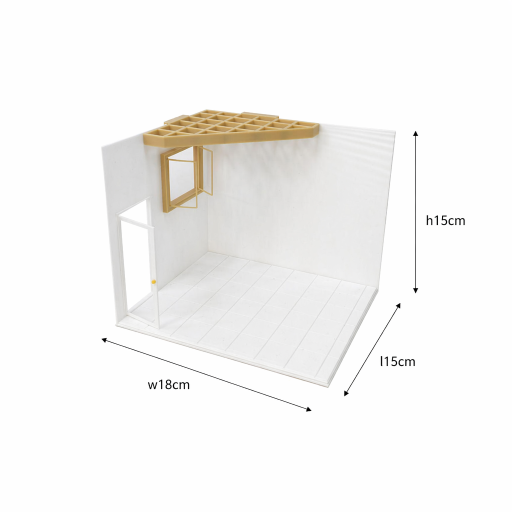 RHF0413 Modern Street Corner Shop Miniature Framework Single-Sided Display Empty Box Scene Transformation Universal Desktop Ornament Creative DIY Hut