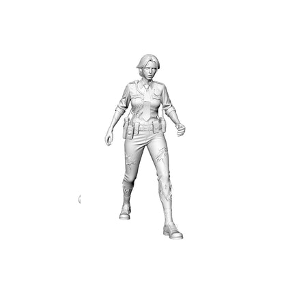 MRY-SFW LYGR309 3D Printed Police Station Zombie Figures Set - Patrol SWAT Female Officer Detective Auxiliary Police Unpainted Model Kit