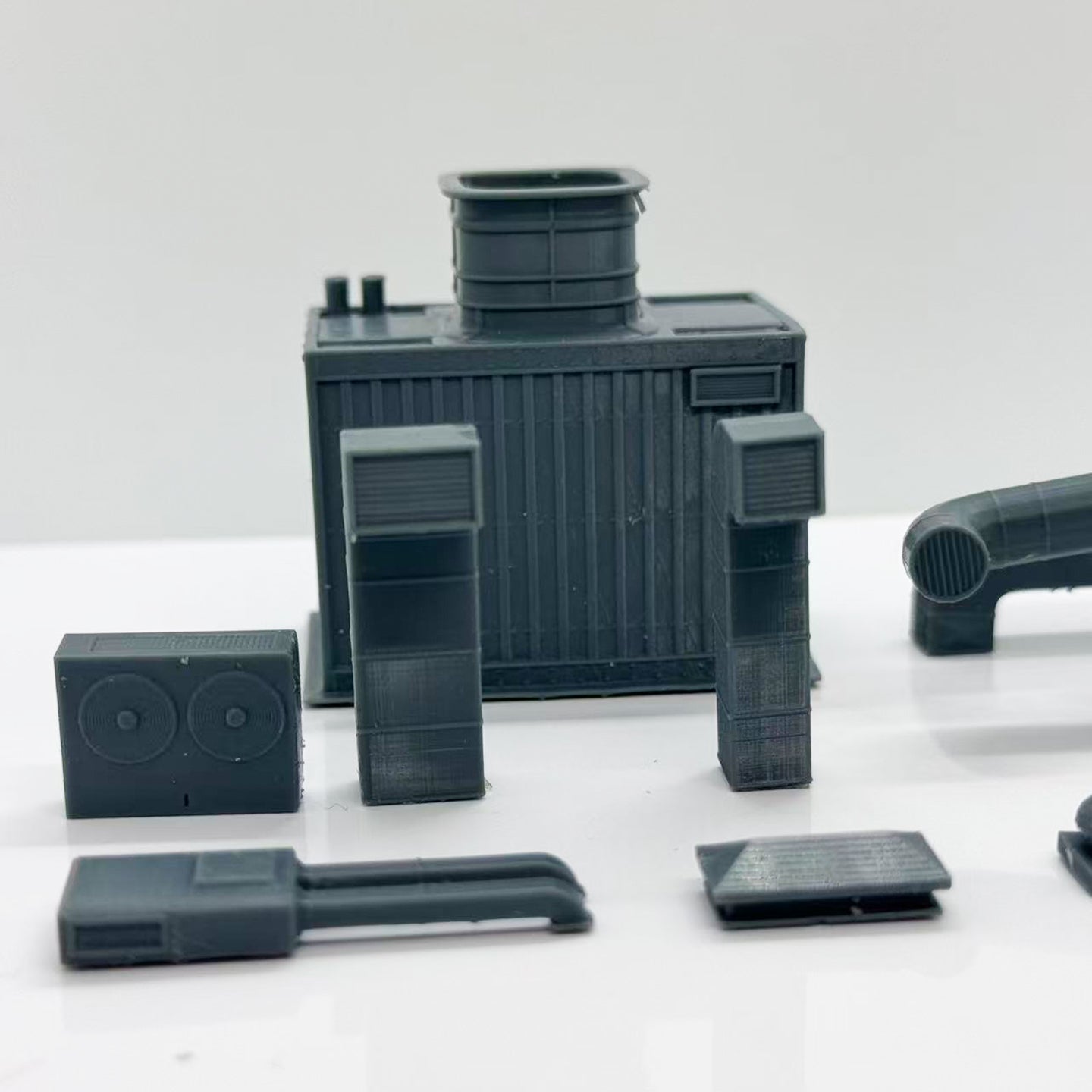 Yao's Studio LYTS092  3D Printed Miniature Model Air Conditioning And Ventilation Equipment Set Including Cooling Tower Ventilation Equipment Air Filter And Ducts