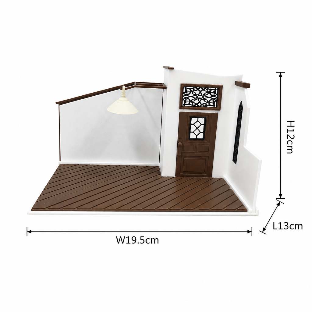 RHF0409 Retro Home Kitchen Base, Open-Side Empty Room for Dollhouse Desktop Ornament Creative DIY Hut Dollhouse Background House Model Home Background Miniature Model