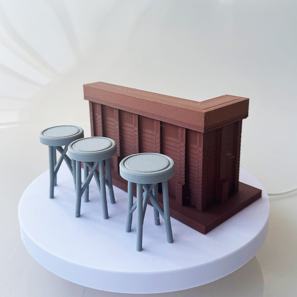 RHF12211  Bar Counter Bar Stools Bar Furniture Coffee Shop BJD OB Dollhouse Dollhouse Miniature Models 3D Printed
