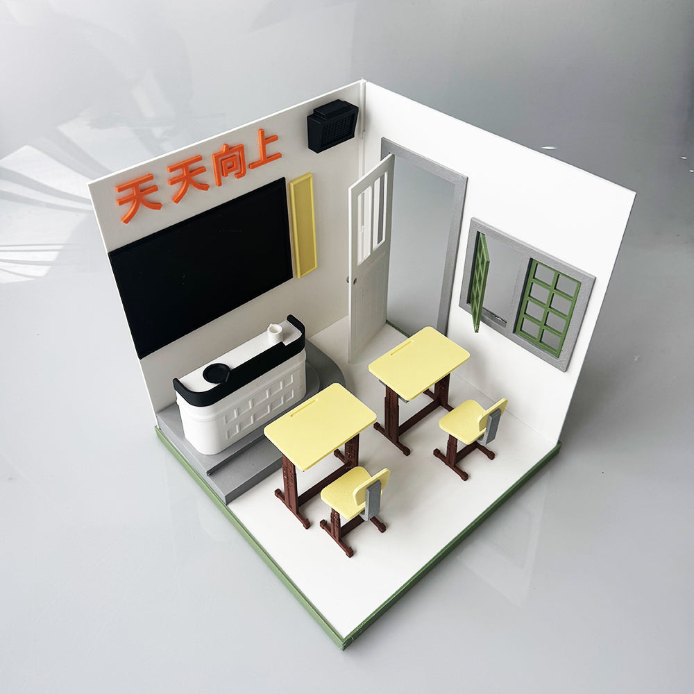 RHF121008 1/12 Classroom Door Scene 3D Printing DIY Miniature Scenes Dollhouse Frame Creative Decorations Desktop Scenarios Mini Models 12-Inch BJD OB Doll Nostalgic Classroom2