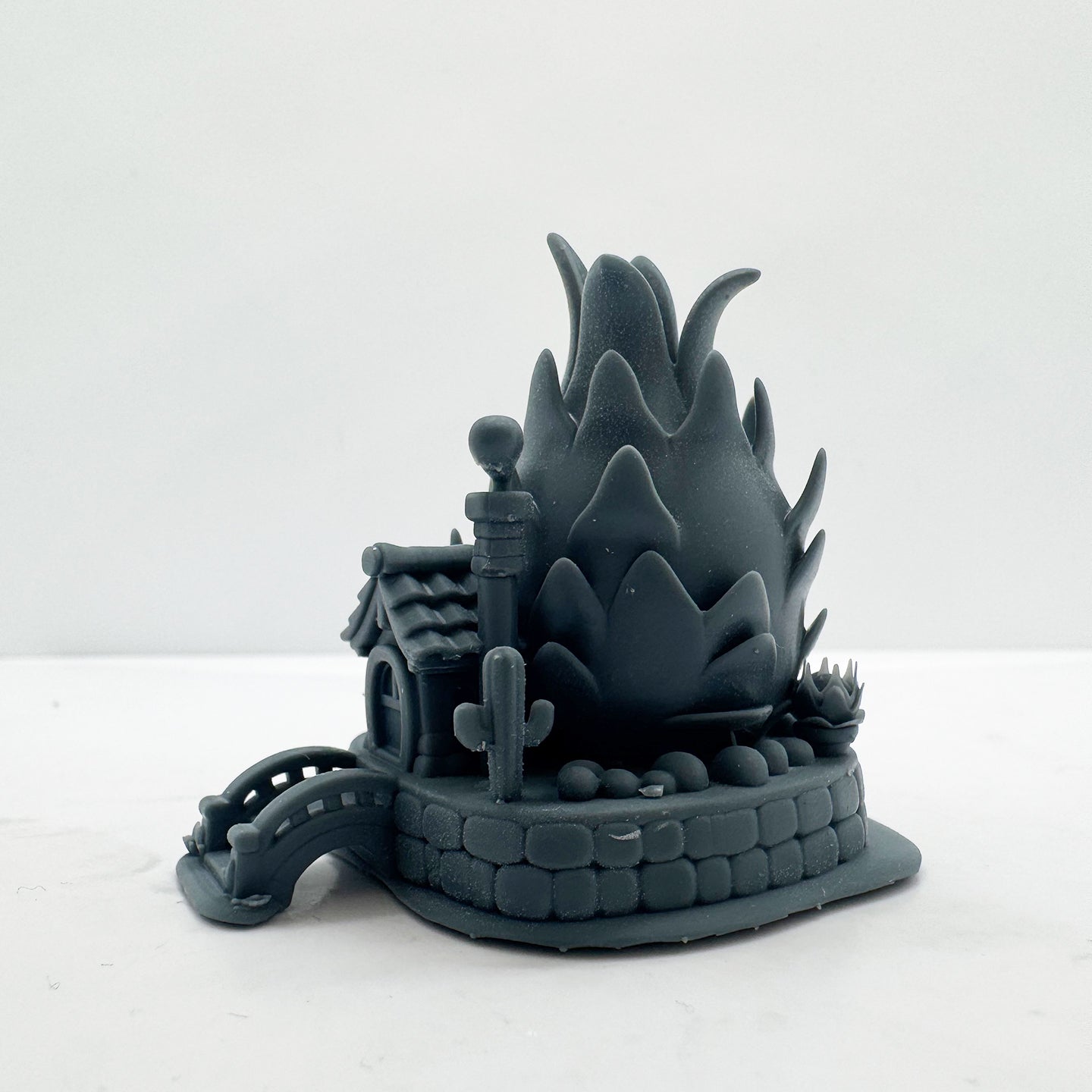 LYTS190 Dragon Fruit House Miniature Model - 3D Printed Fairy Tale Diorama Decor Ornament