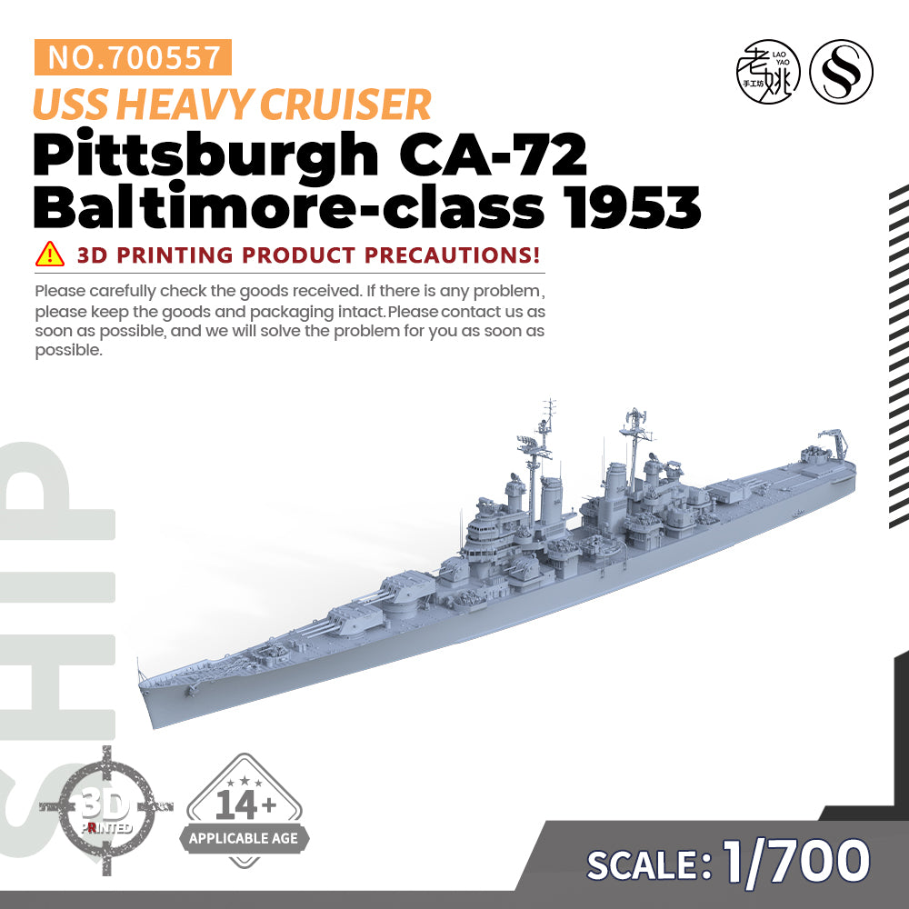 SSMODEL 557 1/700(600,720,800,900) Military Warship Model Kit USN Pittsburgh CA-72 Baltimore-class Heavy Cruiser 1953