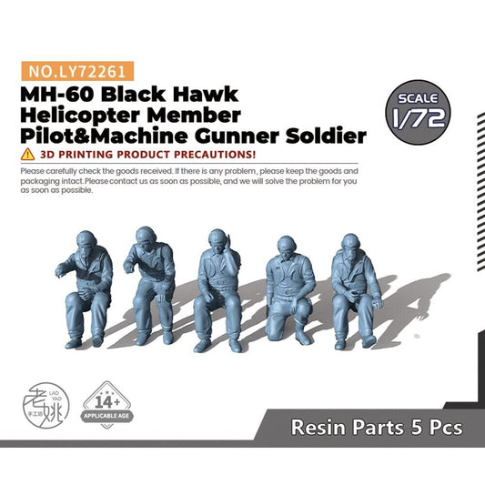 Yao's Studio LY72261 1/72 Model Upgrade Parts MH-60 Black Hawk Helicopter  Pilot&Machine Gunner Soldier 5pcs