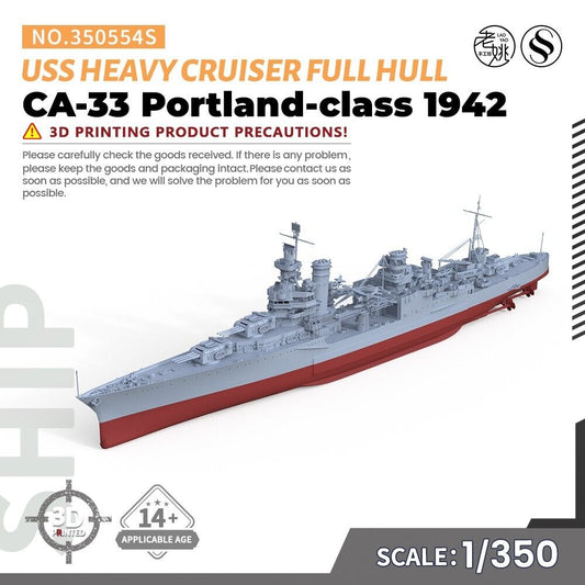SSMODEL SS350554S 1/350 Military Model Kit USS Portland-class CA-33 Heavy Cruiser 1942 Full Hull