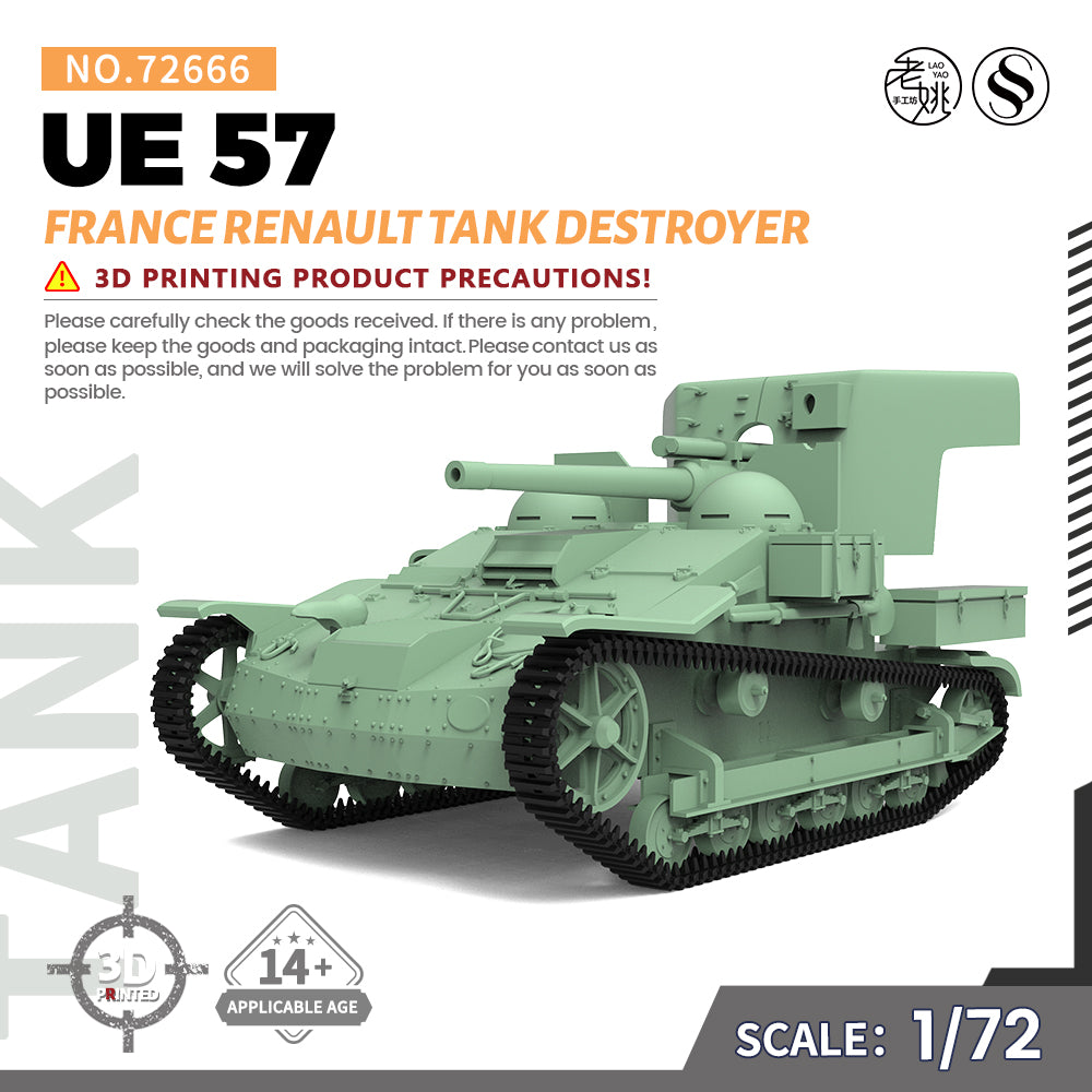 SSMODEL 666 V1.9 1/72(64,76,87) 25mm Military Model Kit France Renault UE 57 Tank Destroyer