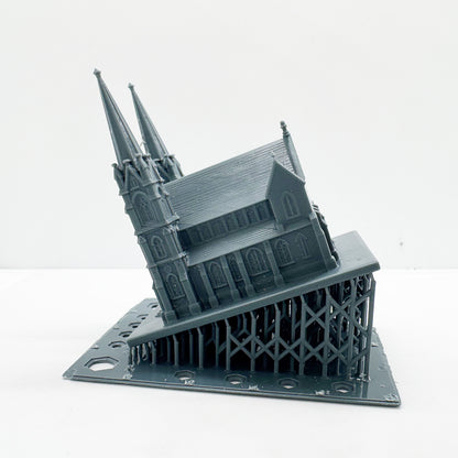MRY-SFW LYTS130 3D Printed Gothic Style Double Spire Church Building Retro Cathedral Miniature for Diorama Builders Collectors or Religious Architecture Enthusiasts