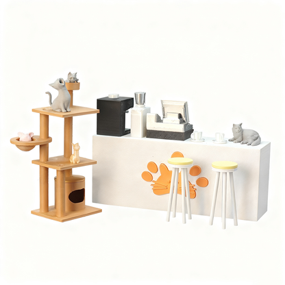 LYTP121018 1/12 Kitty Parlour 3D Printing DIY Miniature Scenes Dollhouse Creative Decorations Desktop Scenarios Mini Models 12-Inch BJD OB Doll