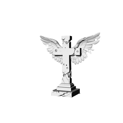 MRY-SFW LYTS265 Damaged Worn Angel Statue 3D Printed Mini Sculpture, Doomsday Ruin Scene Diorama Model