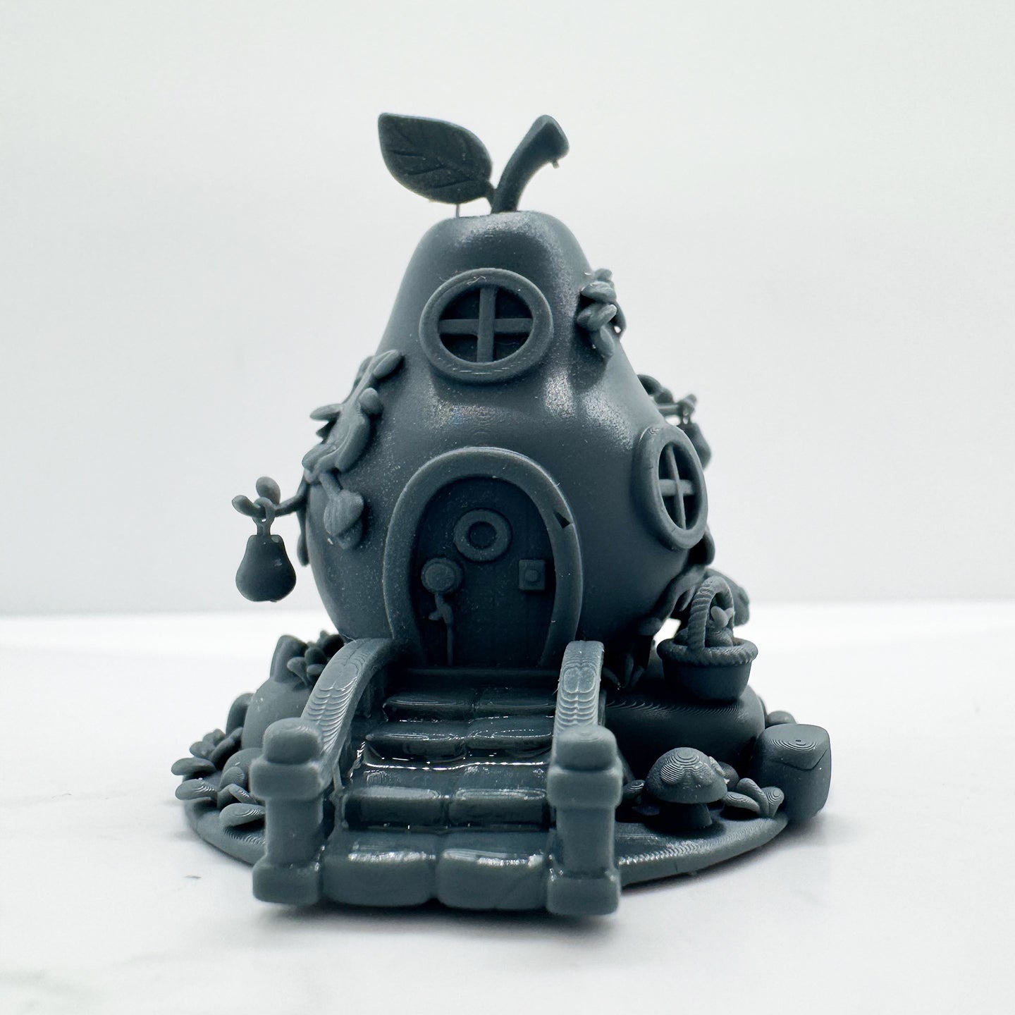 LYTS179 3D Printed Miniature Pear-Shaped Fairy House - Whimsical Fantasy Diorama Scene Decor