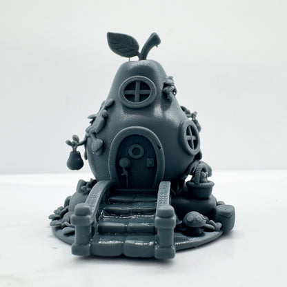 LYTS179 3D Printed Miniature Pear-Shaped Fairy House - Whimsical Fantasy Diorama Scene Decor