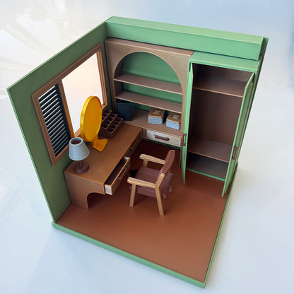 RHF1017 Dressing Room 3D Printed Miniature Model: Dollhouse Vanity Wardrobe Suitable for Miniature House Bedroom Toys