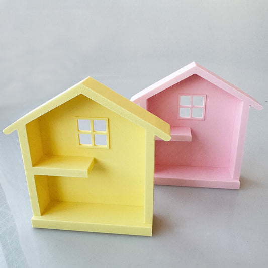 RHF-216 Mini House Storage Rack 3D Printed Miniature House Display Stand for Blind Box Figurines - DIY Creative Handmade Display Cabinet Eco-Friendly Material Storage Rack