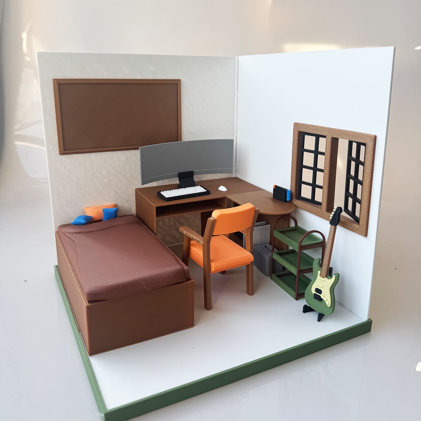 RHF121021 Esports Bedroom 3D Printing DIY Miniature Scenes Dollhouse Frame Creative Decorations Desktop Scenarios Mini Models BJD OB Doll