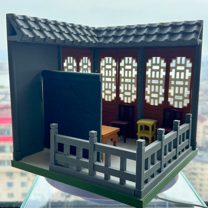 RHF121005 1/12 Chinese Courtyard Framework 3D Printing DIY Miniature Scenes 1:12 scale dollhouse miniature classical architecture