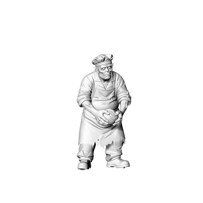MRY-SFW LYGR321 3D Printed Canteen Staff Zombies Set - Cook, Baker, Server, Cleaner Unpainted Model Kit