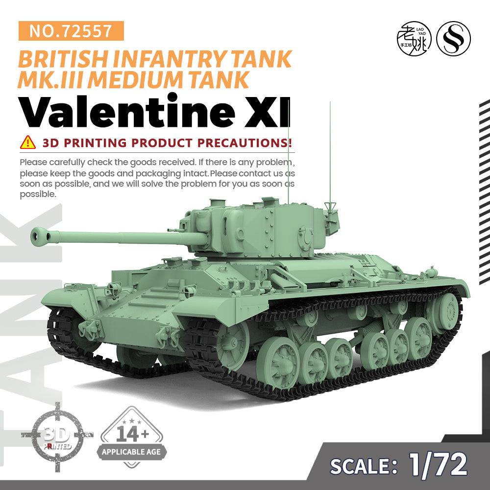 SSMODEL 557 Military Model Kit British Valentine.XI Infantry Tank Mk.I ...