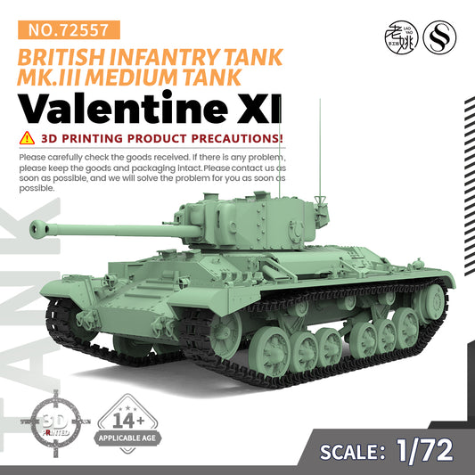 SSMODEL 557 Military Model Kit British Valentine.XI Infantry Tank Mk.III