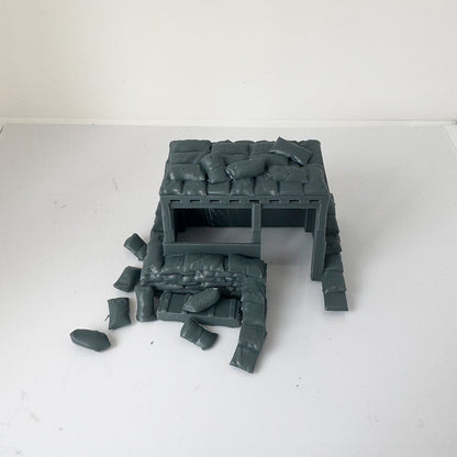 LYTS104 3D Printed Model Kit Scenic Terrain Military Bunker Scene Including Sandbags Buildings And Crates