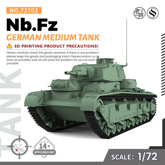 SSMODEL 703 Military Armoured Model Kit German Nb.Fz Medium Tank