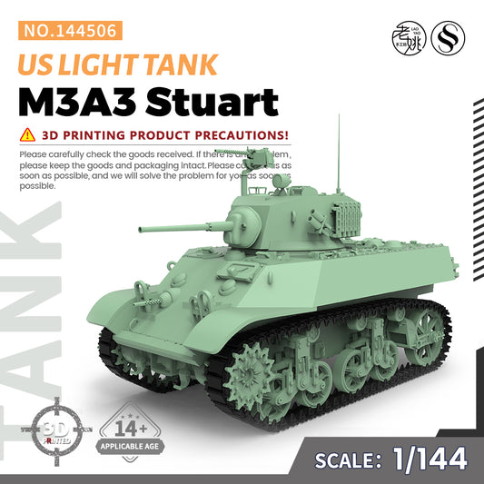 SSMODEL 144506 1/144 Military Model Kit US M3A3 Stuart Light Tank V1.7