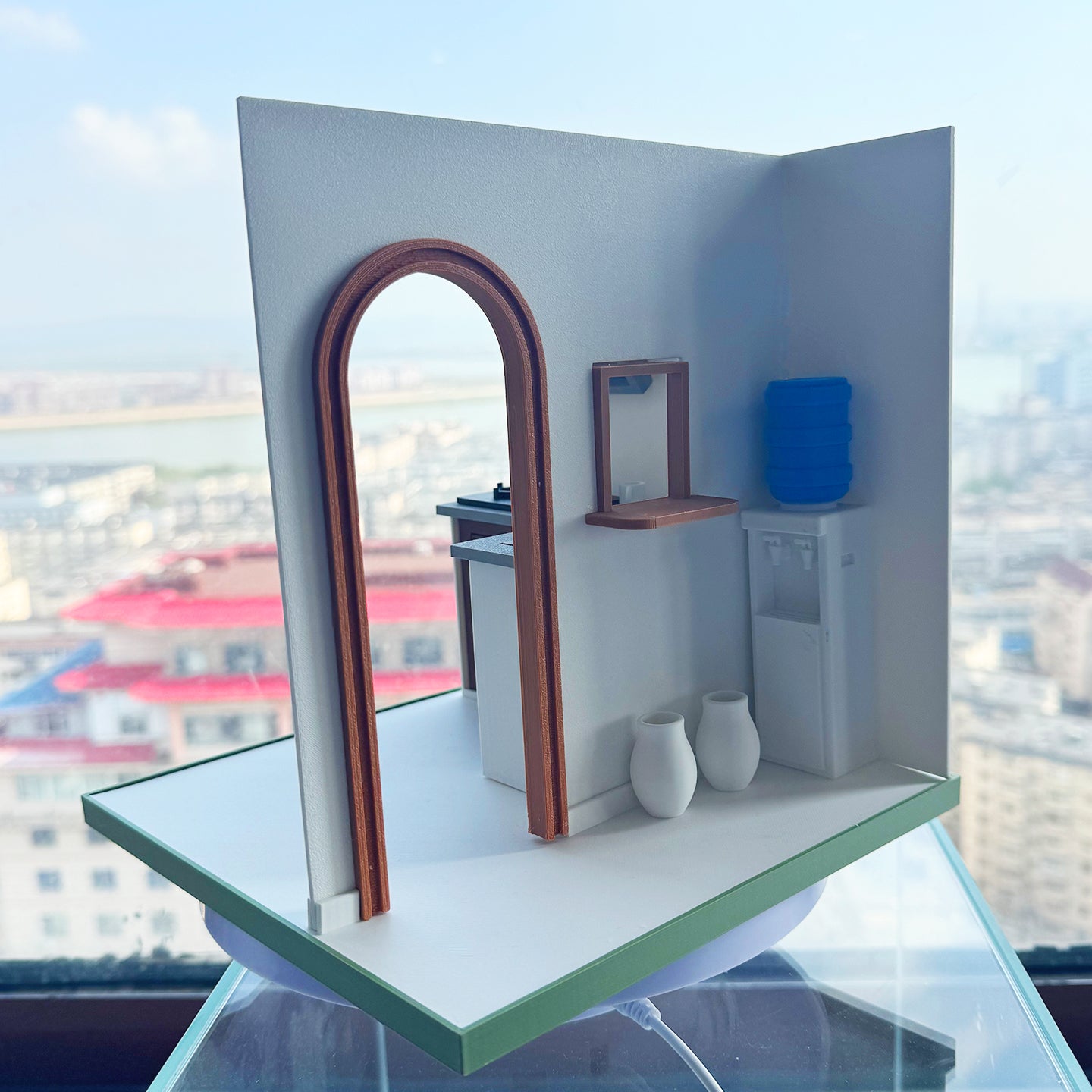 RHF121006 1/12 Kitchen Corner Frame 3D Printing DIY Miniature Scenes Dollhouse Frame Creative Decorations Desktop Scenarios Mini Models 12-Inch BJD OB Doll A Corner Of The Kitchen