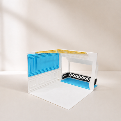 RHF0408 Casual Style Interior Base, Open-Side Empty Room for Dollhouse Desktop Ornament Creative DIY Hut Dollhouse Background House Model Home Background Miniature Model