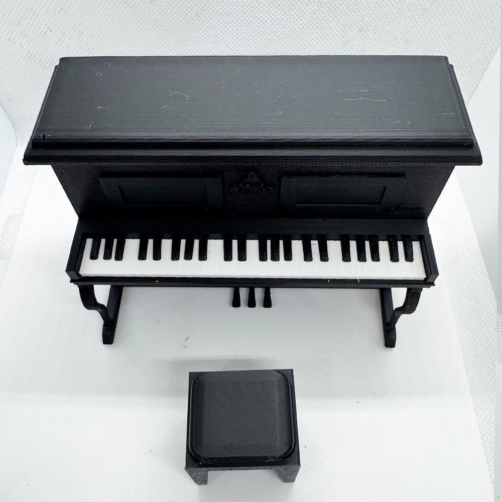 LYTP12021 1/12 Vintage Piano And Stool Set Gallery Dollhouse Miniature
