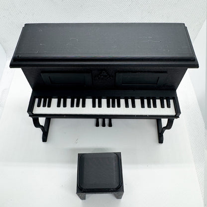 LYTP12021 1/12 Vintage Piano And Stool Set Gallery Dollhouse Miniature