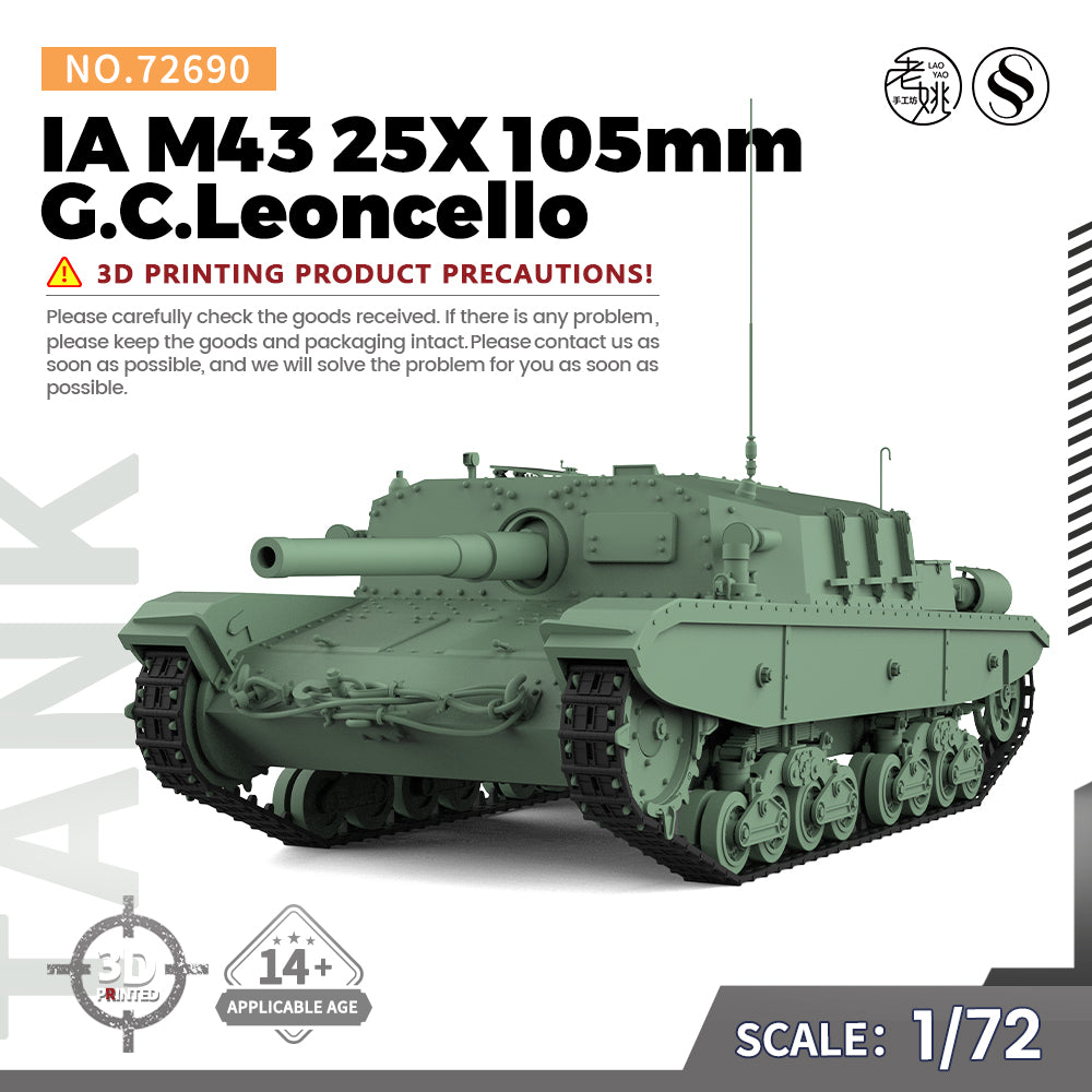 SSMODEL 690 V1.9 1/72(64,76,87) 25mm Military Model Kit Italy M43 105mm/L25 destroyer WWII WOT