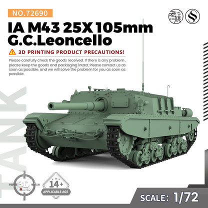 SSMODEL 690 V1.9 1/72(64,76,87) 25mm Military Model Kit Italy M43 105mm/L25 destroyer WWII WOT