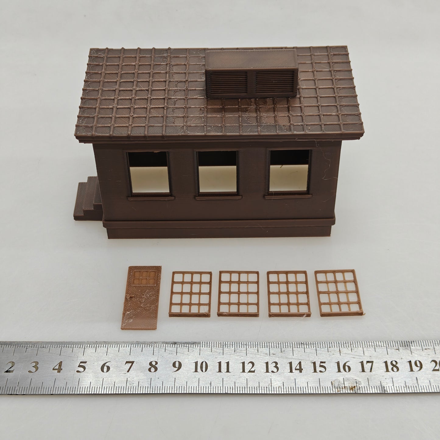 RHF0445 Flat-roof small industrial building with air conditioner Desktop Ornament Sand Table Architecture Architectural Model Miniature House Small-scale Landscaping