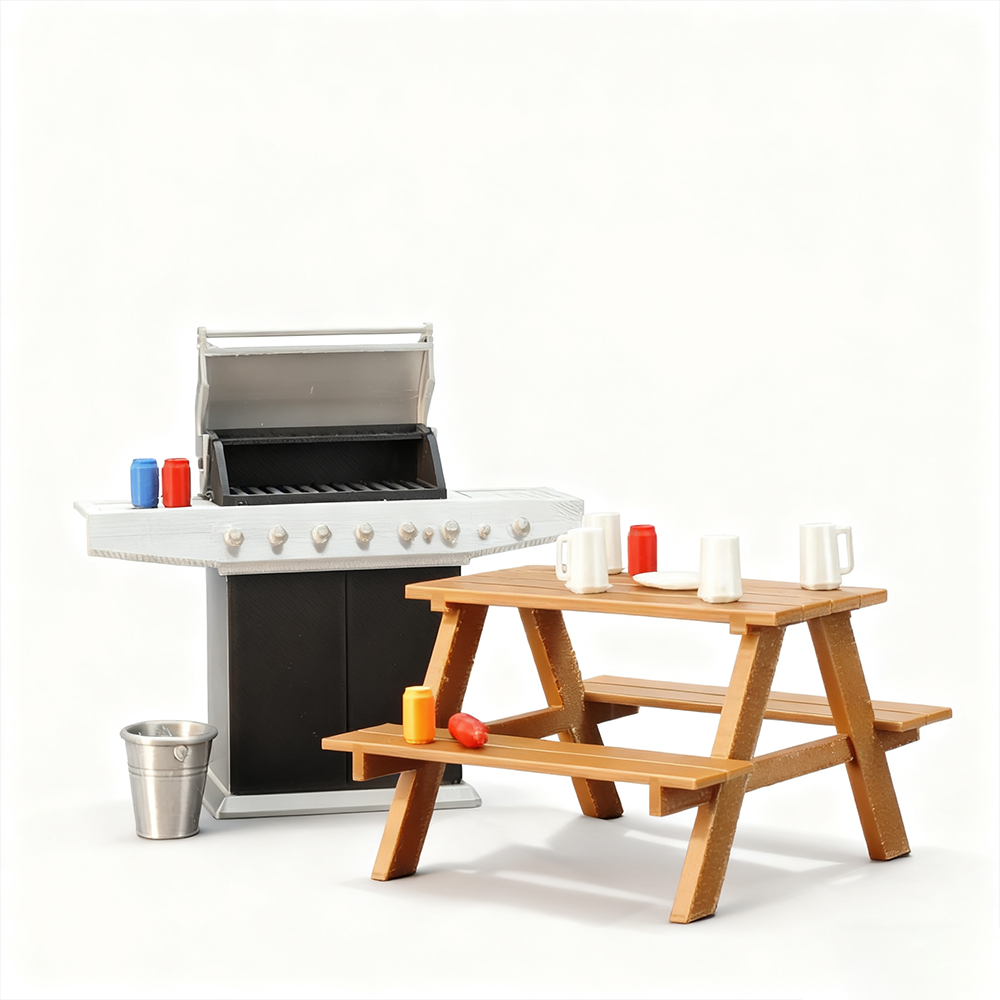 LYTP121025 1/12 Backyard Barbecue 3D Printing DIY Miniature Scenes Dollhouses Creative Ornaments Desktop Displays Mini Models 1/12 Scale BJD OB Dolls Blind Box Figurines & Dolls