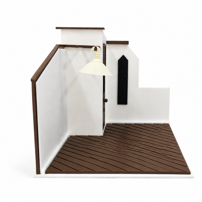 RHF0409 Retro Home Kitchen Base, Open-Side Empty Room for Dollhouse Desktop Ornament Creative DIY Hut Dollhouse Background House Model Home Background Miniature Model