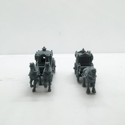 LYTS176 3D Printed Retro Two-Horse Carriage Model Set - Train Railway Miniature Scene Decor Ornament