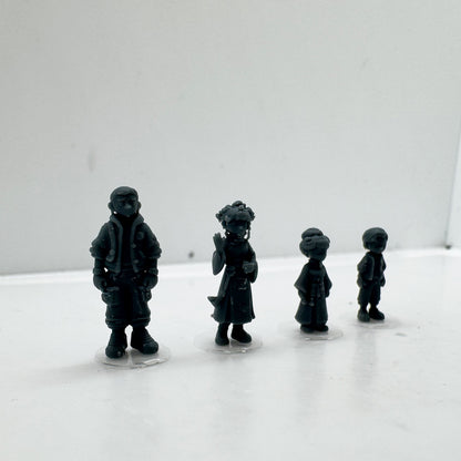 MRY-SFW LYTS140 3D Printed Chinese Style & Modern Mix 4Pcs Figures Anime Character Model Set for Collection Diorama HO Scale