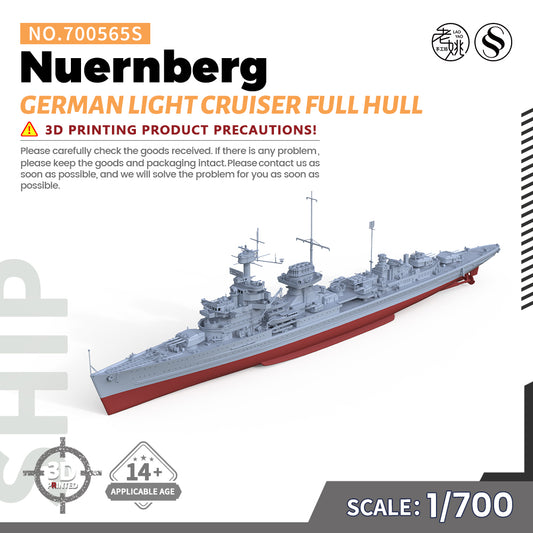 SSMODEL 565S Military Warship Model Kit German Navy Nuernberg Light Cruiser