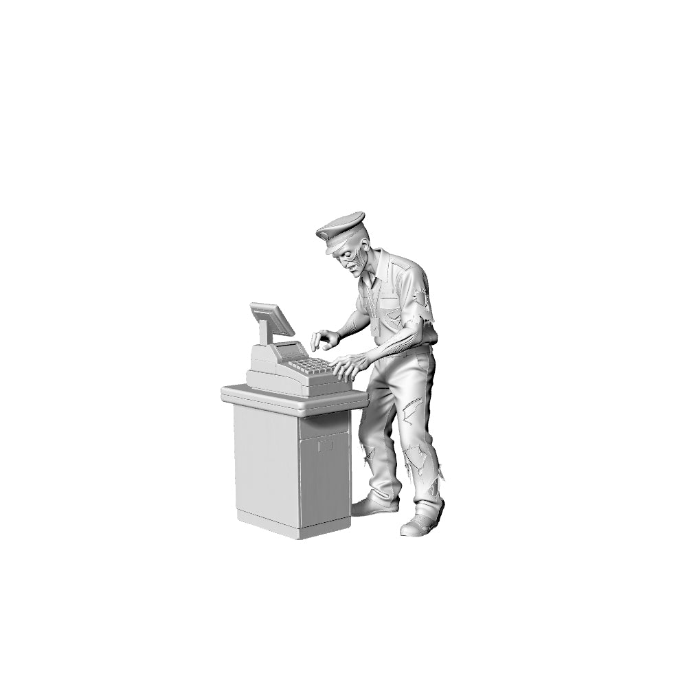 MRY-SFW LYGR311 3D Printed Supermarket Staff Zombies Set - Cashier Stock Clerk Butcher Guide Security Miniature Model Kit