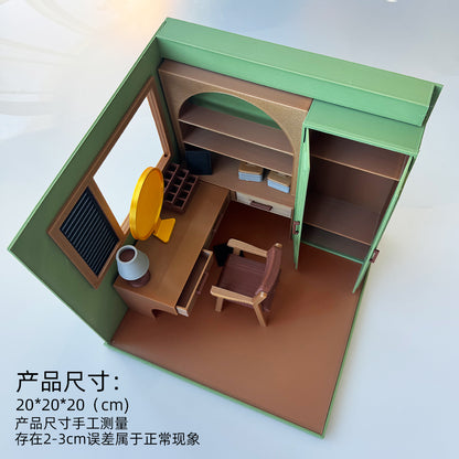 RHF1017 Dressing Room 3D Printed Miniature Model: Dollhouse Vanity Wardrobe Suitable for Miniature House Bedroom Toys