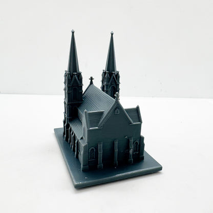 MRY-SFW LYTS130 3D Printed Gothic Style Double Spire Church Building Retro Cathedral Miniature for Diorama Builders Collectors or Religious Architecture Enthusiasts