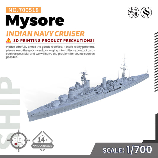 SSMODEL 518 1/700(600,720,800,900) Military Warship Model Kit Indian Navy Mysore Cruiser